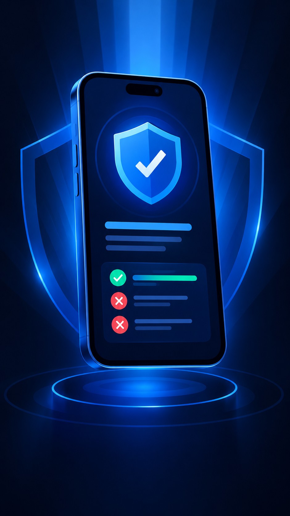 Phone showing a verification screen with a shield icon